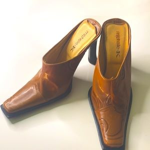 Michelle K Hand tooled Leather Western Mules